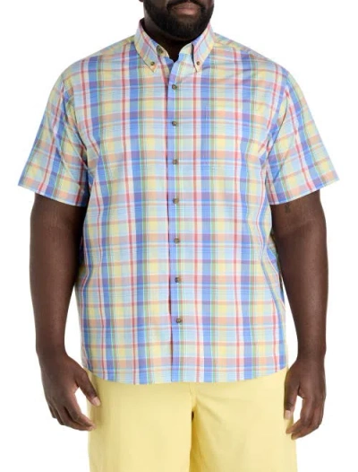 Harbor Bay By Dxl Big & Tall Easy-care Large Plaid Sport Shirt In Yellow Multi