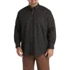 Harbor Bay By Dxl Big & Tall Easy-care Leaf Print Sport Shirt In Black