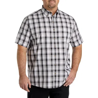 Harbor Bay By Dxl Big & Tall Easy-care Medium Plaid Sport Shirt In Black Multi
