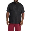 Harbor Bay By Dxl Big & Tall Easy-care Micro Print Sport Shirt In Black