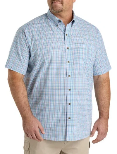 Harbor Bay By Dxl Big & Tall Easy-care Multi Plaid Sport Shirt In Blue Multi