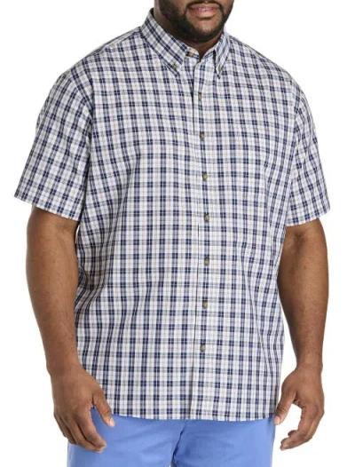 Harbor Bay By Dxl Big & Tall Easy-care Multi Plaid Sport Shirt In Navy Multi