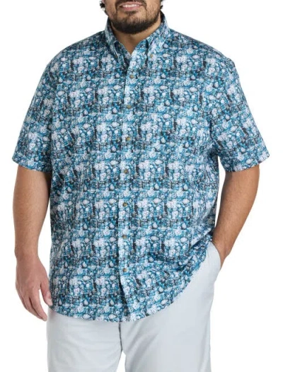 Harbor Bay By Dxl Big & Tall Easy-care Paisley Print Sport Shirt