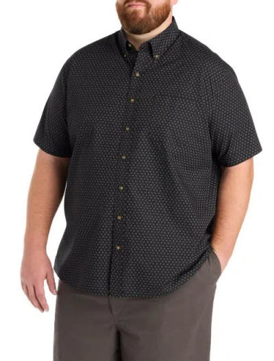 Harbor Bay By Dxl Big & Tall Easy-care Paisley Print Sport Shirt In Black