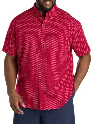 Harbor Bay By Dxl Big & Tall Easy-care Paisley Print Sport Shirt In Red