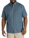 Harbor Bay By Dxl Big & Tall Easy-care Plaid Sport Shirt In Green