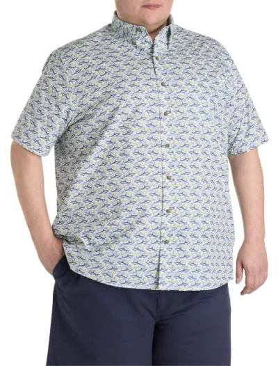 Harbor Bay By Dxl Big & Tall Easy-care Shark Print Sport Shirt In Multi