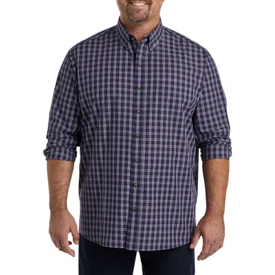 Harbor Bay By Dxl Big & Tall Easy-care Small Plaid Sport Shirt In Blue Multi
