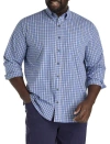 Harbor Bay By Dxl Big & Tall Easy-care Small Plaid Sport Shirt In Blue Multi