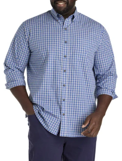 Harbor Bay By Dxl Big & Tall Easy-care Small Plaid Sport Shirt In Blue Multi