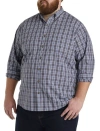 Harbor Bay By Dxl Big & Tall Easy-care Small Plaid Sport Shirt In Grey Multi