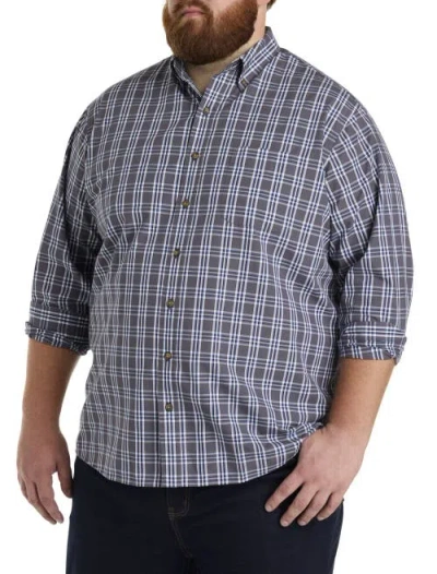 Harbor Bay By Dxl Big & Tall Easy-care Small Plaid Sport Shirt In Grey Multi
