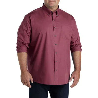 Harbor Bay By Dxl Big & Tall Easy-care Solid Sport Shirt In Red