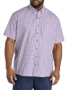 Harbor Bay By Dxl Big & Tall Easy-care Tonal Check Patterned Sport Shirt In Purple