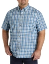 Harbor Bay By Dxl Big & Tall Easy-care Tonal Medium Plaid Sport Shirt In Blue