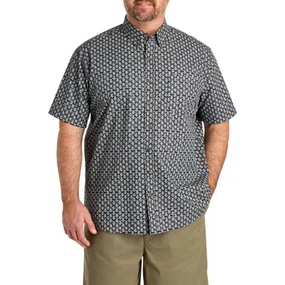 Harbor Bay By Dxl Big & Tall Easy-care Abstract Print Sport Shirt In Gray