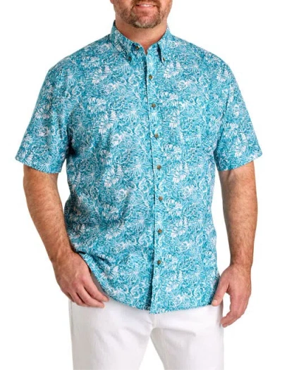 Harbor Bay By Dxl Big & Tall Easy-care Leaf Print Sport Shirt V3 In Multi