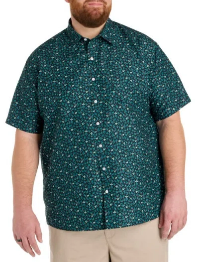 Harbor Bay By Dxl Big & Tall Fern Print Microfiber Sport Shirt In Green