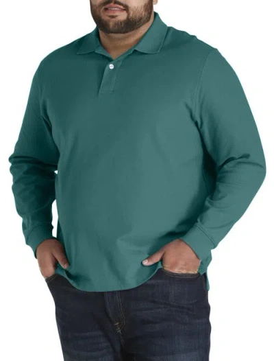 Harbor Bay By Dxl Big & Tall Honeycomb Piqué Polo Shirt In Green