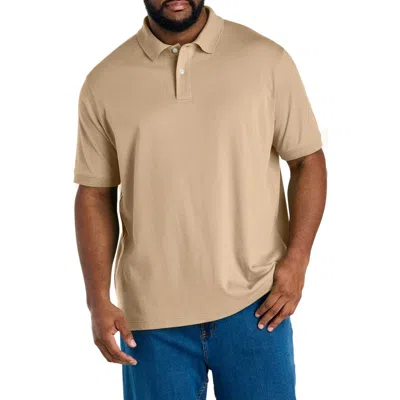 Harbor Bay By Dxl Big & Tall Interlock Polo Shirt In Neutral