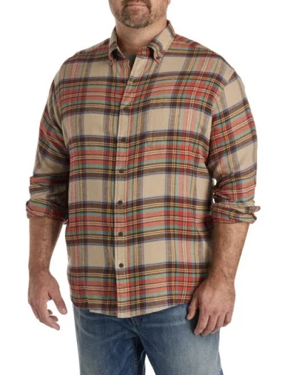 Harbor Bay By Dxl Big & Tall Large Plaid Flannel Sport Shirt In Brown