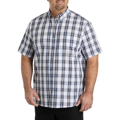 Harbor Bay By Dxl Big & Tall Large Plaid Sport Shirt In Black White