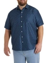 Harbor Bay By Dxl Big & Tall Leaf Print Microfiber Sport Shirt In Blue
