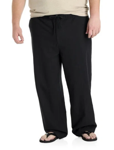 Harbor Bay By Dxl Big & Tall Linen-blend Loose-fit Beach Pants In Black