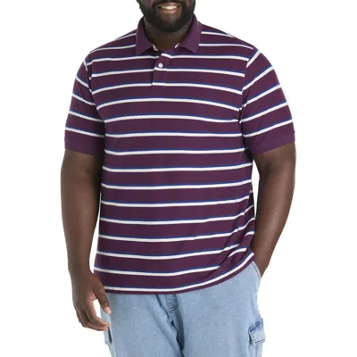 Harbor Bay By Dxl Big & Tall Medium Stripe Polo Shirt In Purple
