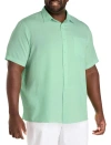 Harbor Bay By Dxl Big & Tall Microfiber Comfort Grid Sport Shirt In Green