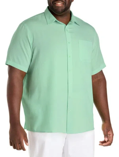 Harbor Bay By Dxl Big & Tall Microfiber Comfort Grid Sport Shirt In Green