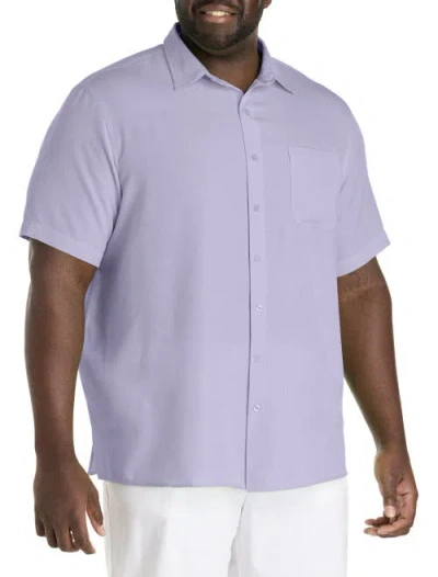 Harbor Bay By Dxl Microfiber Comfort Grid Sport Shirt In Lavender Gray