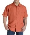 Harbor Bay By Dxl Microfiber Comfort Grid Sport Shirt In Mecca Orange
