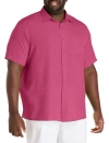 Harbor Bay By Dxl Big & Tall Microfiber Comfort Grid Sport Shirt In Pink