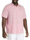 Harbor Bay By Dxl Microfiber Comfort Grid Sport Shirt In Silver Pink
