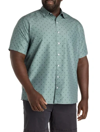 Harbor Bay By Dxl Big & Tall Microfiber Dotted Sport Shirt In Green