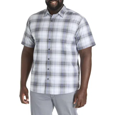 Harbor Bay By Dxl Big & Tall Microfiber Large Plaid Sport Shirt In Gray