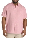 Harbor Bay By Dxl Big & Tall Microfiber Small Plaid Sport Shirt In Pink