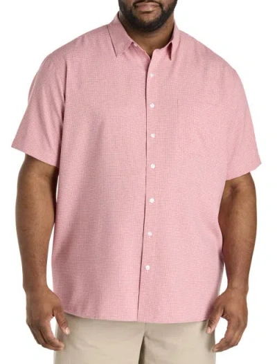 Harbor Bay By Dxl Big & Tall Microfiber Small Plaid Sport Shirt In Pink