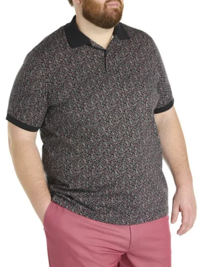 Harbor Bay By Dxl Big & Tall Mini Floral Print Polo Shirt