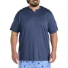 Harbor Bay By Dxl Big & Tall Moisture-wicking Henley T-shirt In Navy Heather