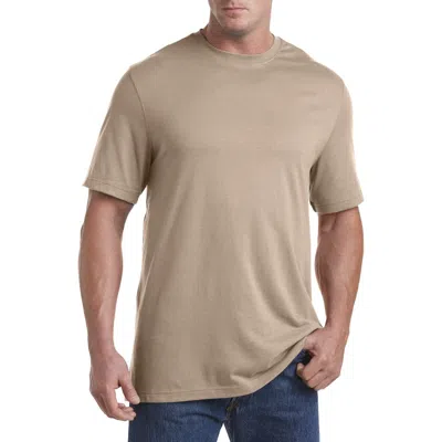 Harbor Bay By Dxl Big & Tall Moisture-wicking Jersey T-shirt In Dune