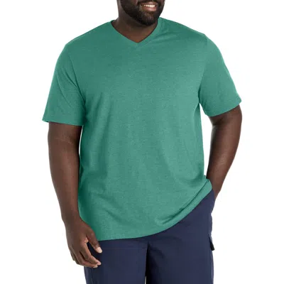 Harbor Bay By Dxl Big & Tall Moisture-wicking Jersey V-neck T-shirt In Green