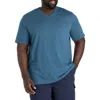 Harbor Bay By Dxl Big & Tall Moisture-wicking Jersey V-neck T-shirt In Blue