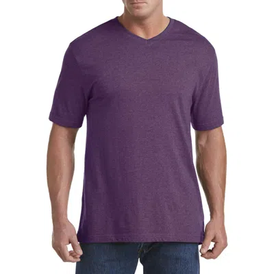Harbor Bay By Dxl Big & Tall Moisture-wicking Jersey V-neck T-shirt In Blue