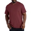 Harbor Bay By Dxl Big & Tall Moisture-wicking Jersey V-neck T-shirt In Burgundy