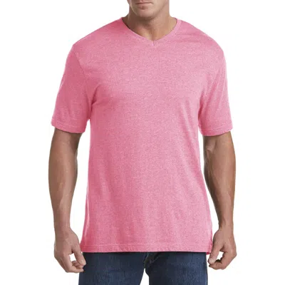 Harbor Bay By Dxl Big & Tall Moisture-wicking Jersey V-neck T-shirt In Chateaurose Hthr