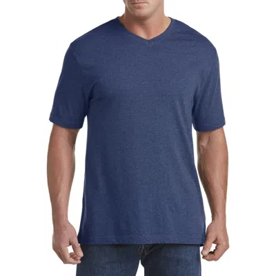 Harbor Bay By Dxl Moisture-wicking Jersey V-neck T-shirt In Medieval Blue Hthr