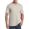 Harbor Bay By Dxl Moisture-wicking Jersey V-neck T-shirt In Peyote Heather