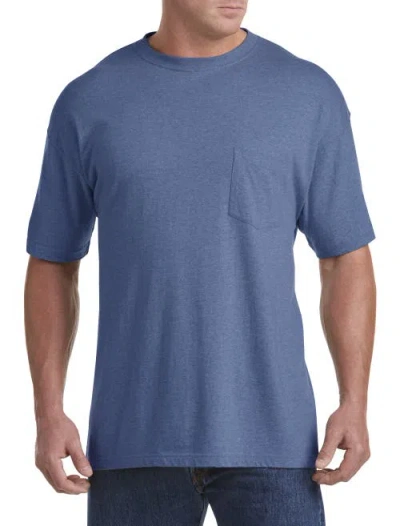 Harbor Bay By Dxl Big & Tall Moisture-wicking Pocket T-shirt In Blue